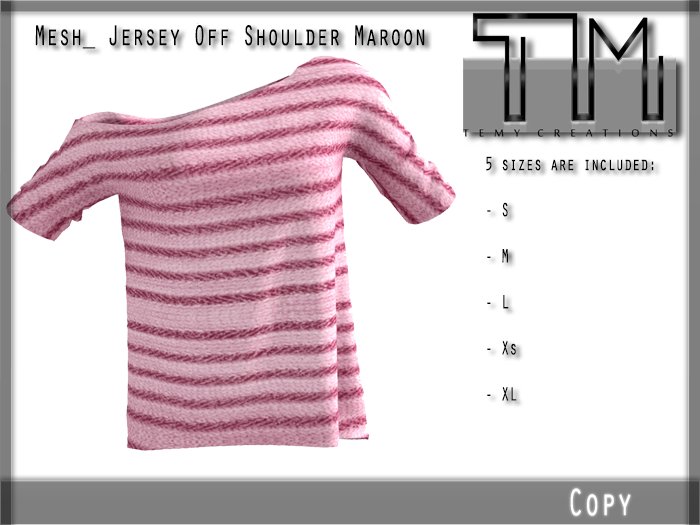 [TM] Mesh_ Jersey Off Shoulder Maroon