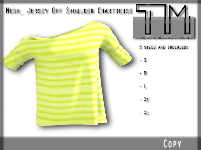 [TM] Mesh_ Jersey Off Shoulder Chartreuse