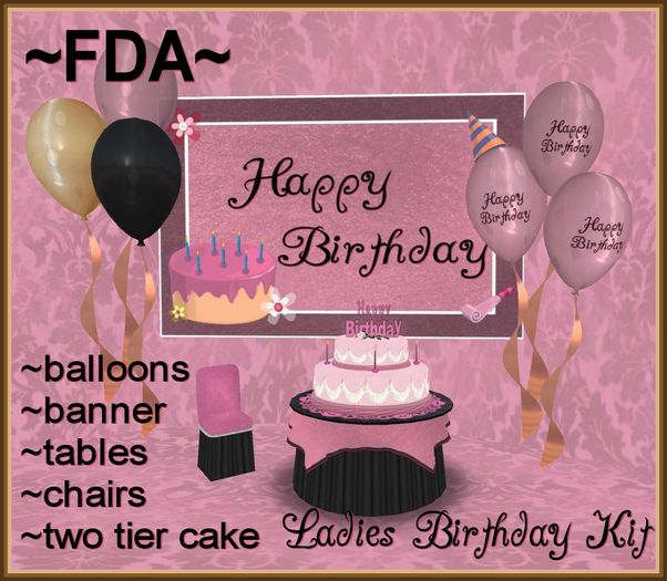 ~FDA~ FRUGAL ~ LADIES Birthday  Party Kit