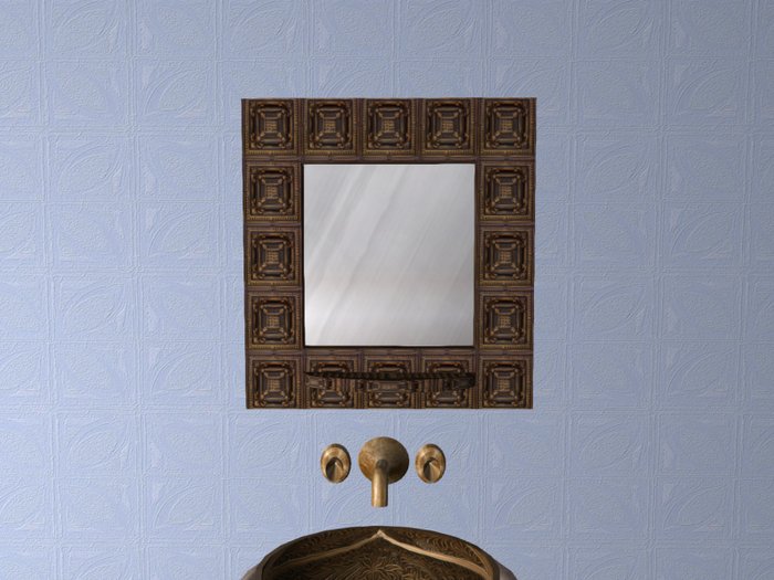 Metal Stamp Framed Bathroom Mirror