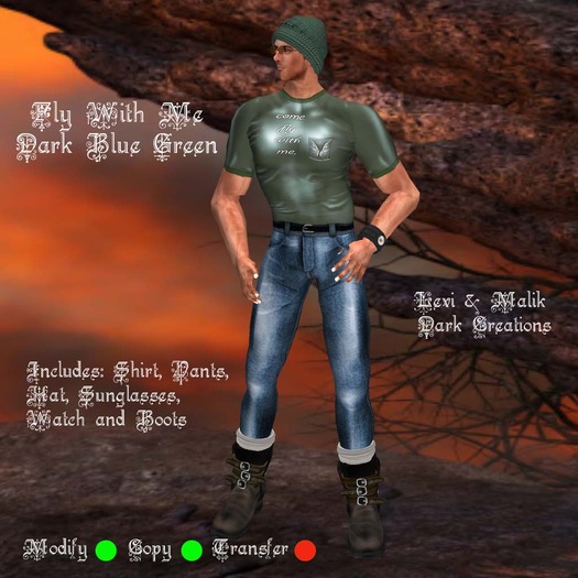 Fly With Me Dark Blue Green