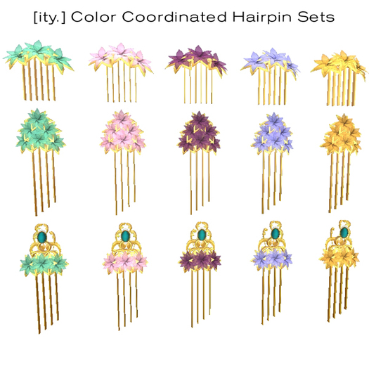[ity.] Floral Hair Pins (15 pins/3 styles/5 colors)