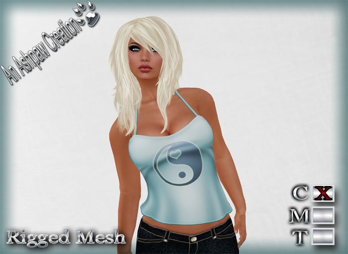 YinYang Tank Top (Rigged Mesh) - Petrol Blue