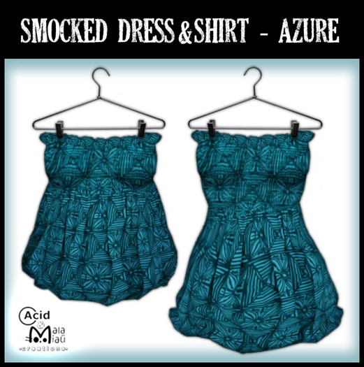.:A&M:. Smocked Dress&Shirt - Azure