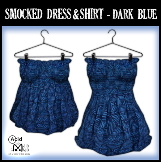 .:A&M:. Smocked Dress&Shirt - Dark Blue