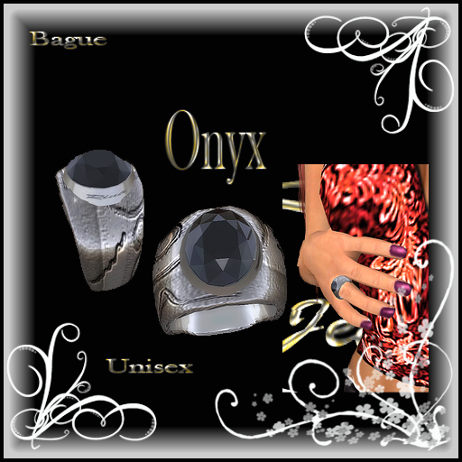 chevaliere unisex Onyx et argent 