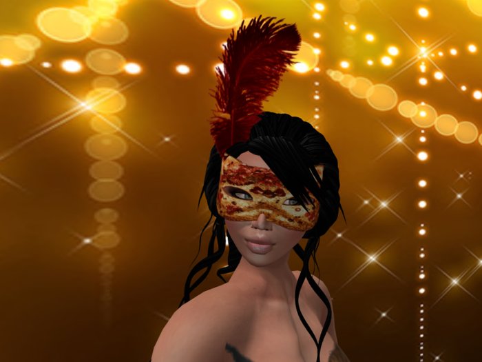 Mask Feline Ball w/ Feather