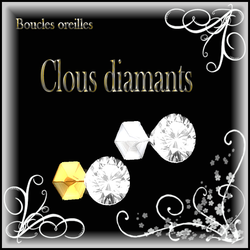 Clous  diamants or blanc et or jaune (oreille gauche)