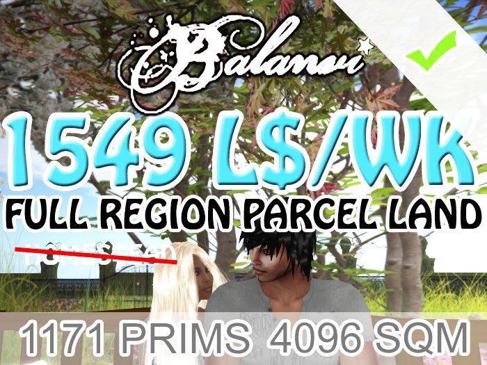 1549L$ / WEEK FULL REGION LAND WITH FULL RIGHTS