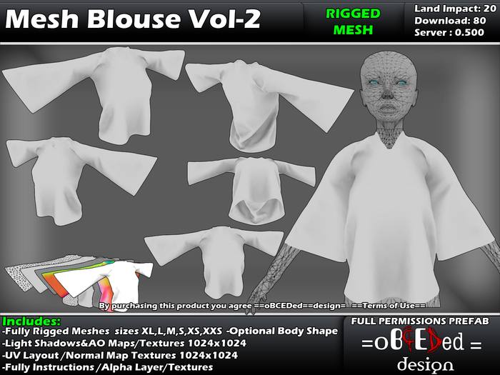 FULL PERM Mesh Blouse Vol-2 RIGGED by Obceded DesiGn