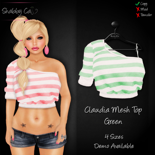 ~Claudia Mesh Top Green - Shabby Cat~