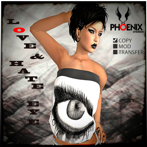 [P] Phoenix Love & hate Eyes Tube Top Mesh