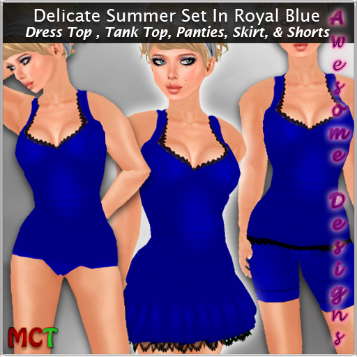 *Awesome Designs Delicate Summer Set In Royal Blue