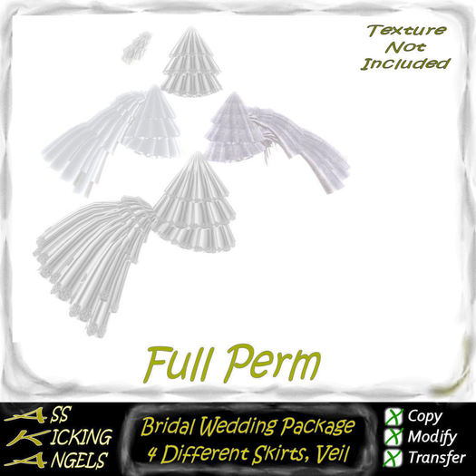 AKA Bridal Wedding Gown with Trains Package Full Perm Ad 