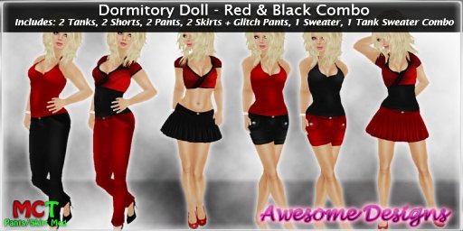*Awesome Designs Dormitory Doll In Red & Black Combo