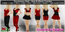 *Awesome Designs Dormitory Doll In Red & Black Combo