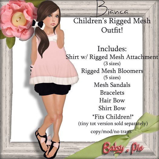 *Baby Pie* Bianca Complete Children's Outfit with Rigged Mesh!