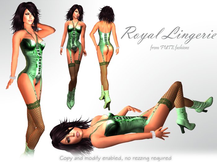 FUTE :: Royal lingerie "Child of Nature" (dark green-green)