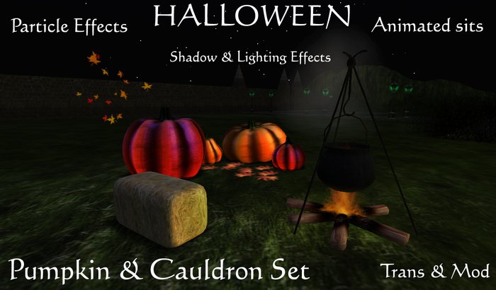 Halloween Pumpkins & Cauldron set Boxed