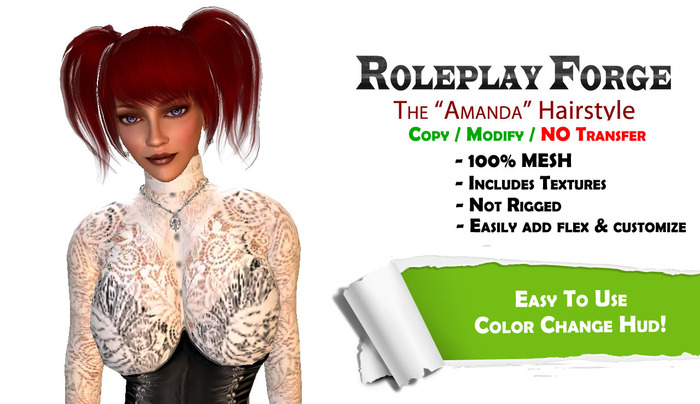 -Roleplay Forge- "Amanda" Mesh Hair (Copy/Mod/No Transfer)