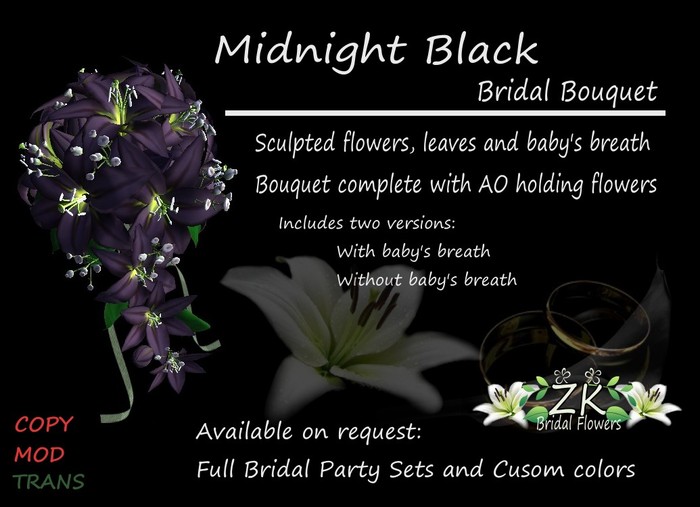 *ZK* Midnight Black Bridal Bouquet