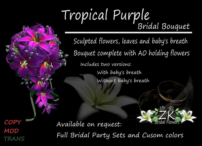 *ZK* Tropical Purple Bridal Bouquet