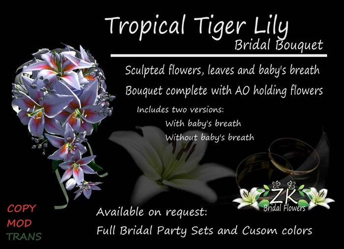 *ZK* Tropical Tiger Lily Bridal Bouquet