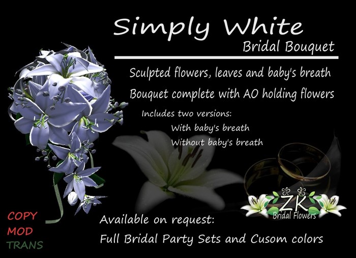 *ZK* Simply White Bridal Bouquet