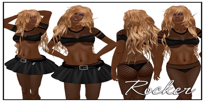 Rocker Punk Fishnet Mini Skirt Outfit