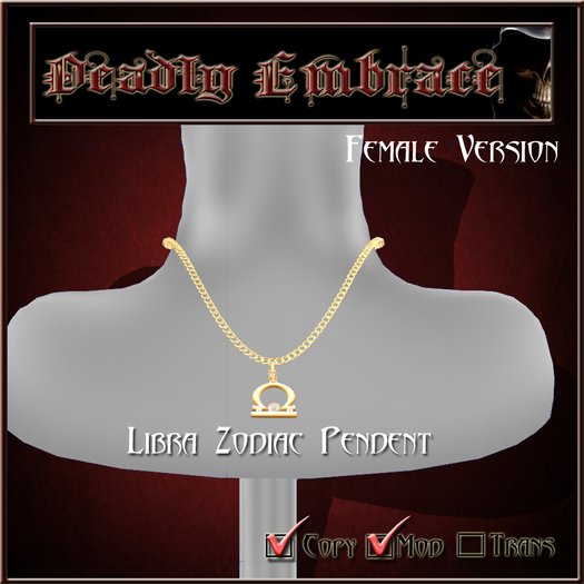 D.E Libra Zodiac Pendent Gold Female