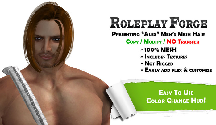 -Roleplay Forge- Alex Mens Mesh Hair (Copy/Mod/No Transfer)