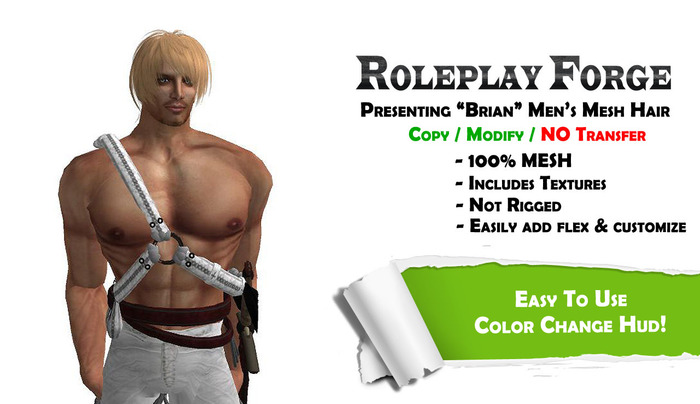 -Roleplay Forge- Brian Mens Mesh Hair (Copy/Mod/No Transfer)