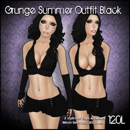 [ SAKIDE ] Grungy Summer Outfit Black