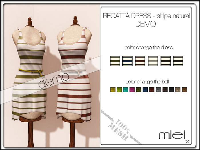 MIEL REGATTA DRESS DEMO- stripe natural  (MESH)