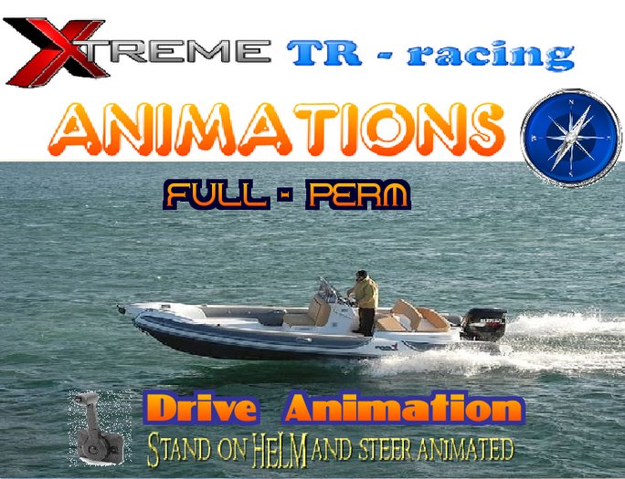 Motor boat stand on Helm  Drive Animation