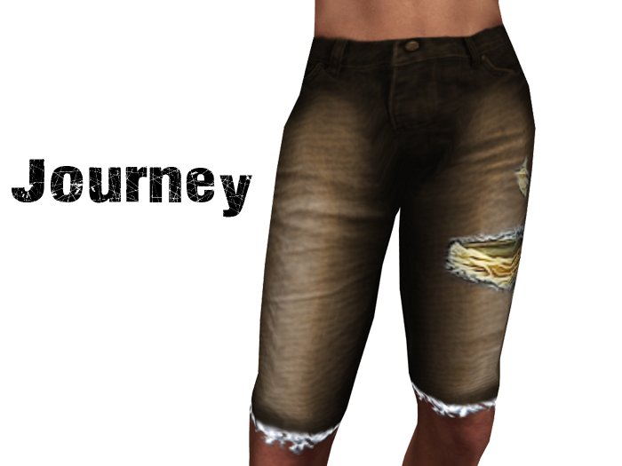 Journey :: RIPPED DENIM JEANS SHORTS - Brown