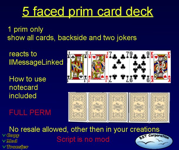 5 Faced Prim Card Deck Boxed