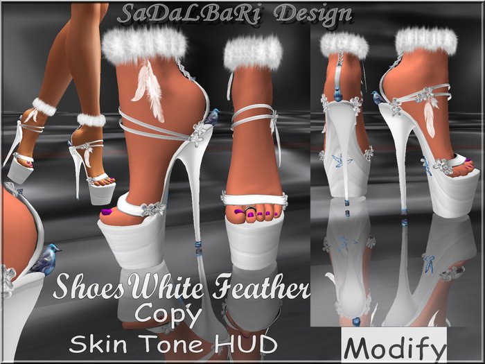 Shoe White Feather-High Heel(Platform)