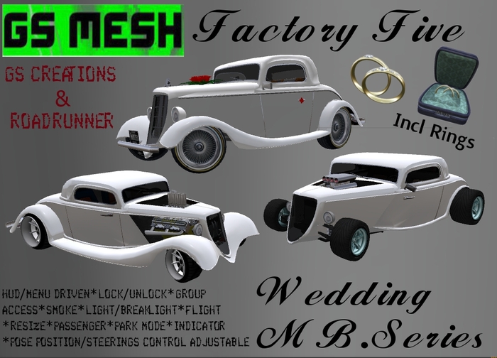 GS MESH  Wedding Cars Set incl Rings