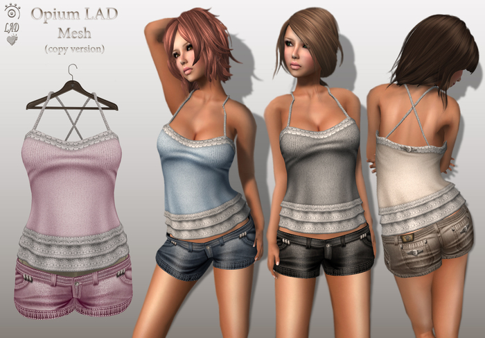 Opium Mesh Top&Shorts Denim&Lace Pink ( copy / boxed / wear ) PROMO