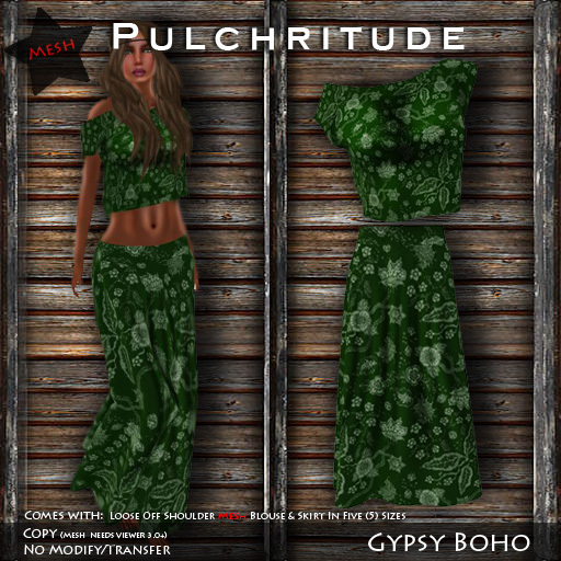 Pulchritude - Gypsy Boho Dress (Emerald)