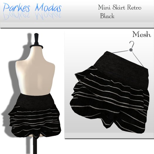 [PM]Mini Skirt Retro black  mesh