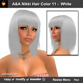 A&A Nikki Hair White (Color 11), shoulder length straight flexi hairstyle with bangs.