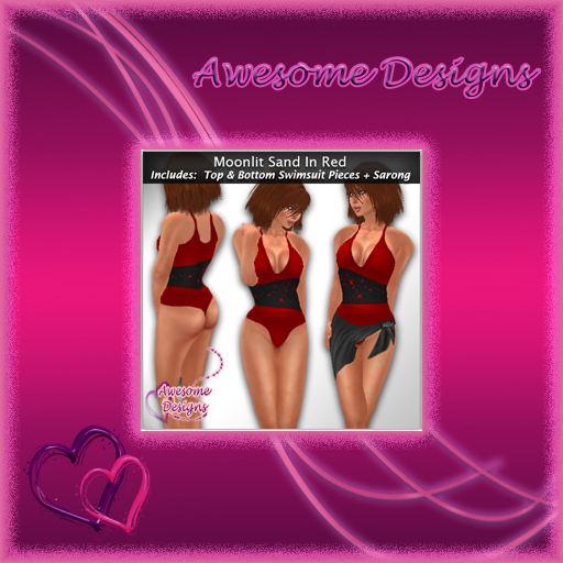 *Awesome Designs Moonlit Sand Swimsuit In Red/Black