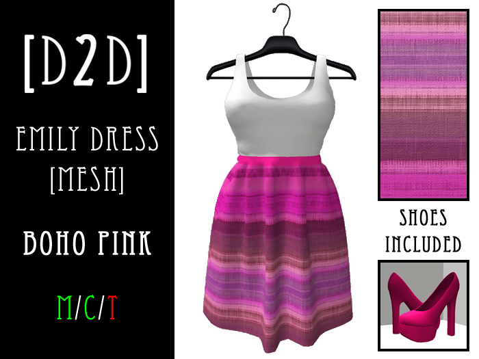 [D2D] Emily Dress [Mesh] - Boho Pink