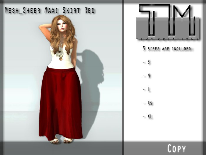 [TM] Mesh_Sheer Maxi Skirt Red