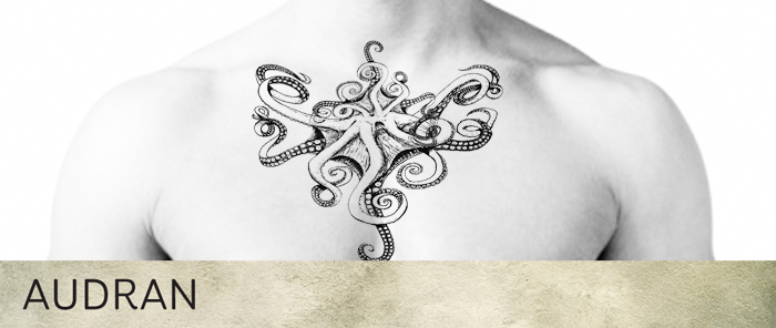 AUDRAN Unisex Collarbone Chest Tattoo 'Tentacled'