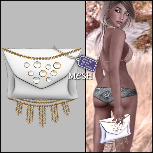 [ glow ] studio Chains&Pearls Clutch white