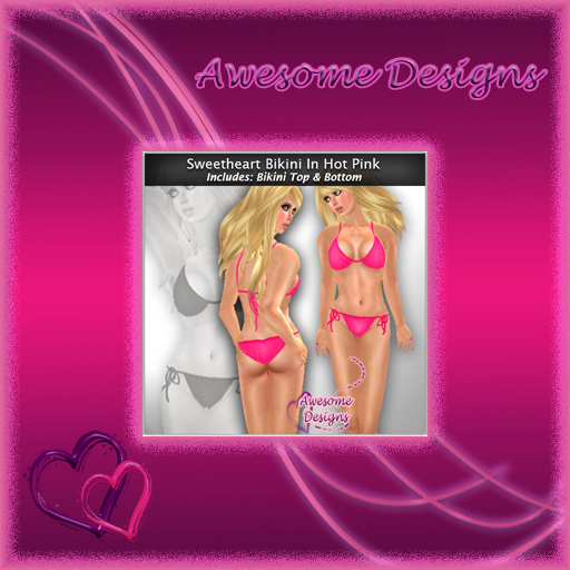 *Awesome Designs Sweetheart Bikini In Hot Pink