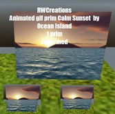 Animated gif prim Calm Sunset by Ocean Island  (boxed)
